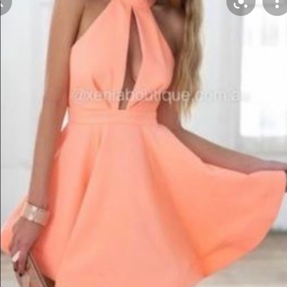 Coral pink fit and flare dress
